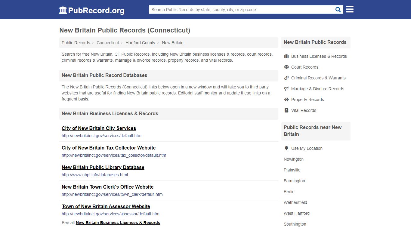 Free New Britain Public Records (Connecticut Public Records)